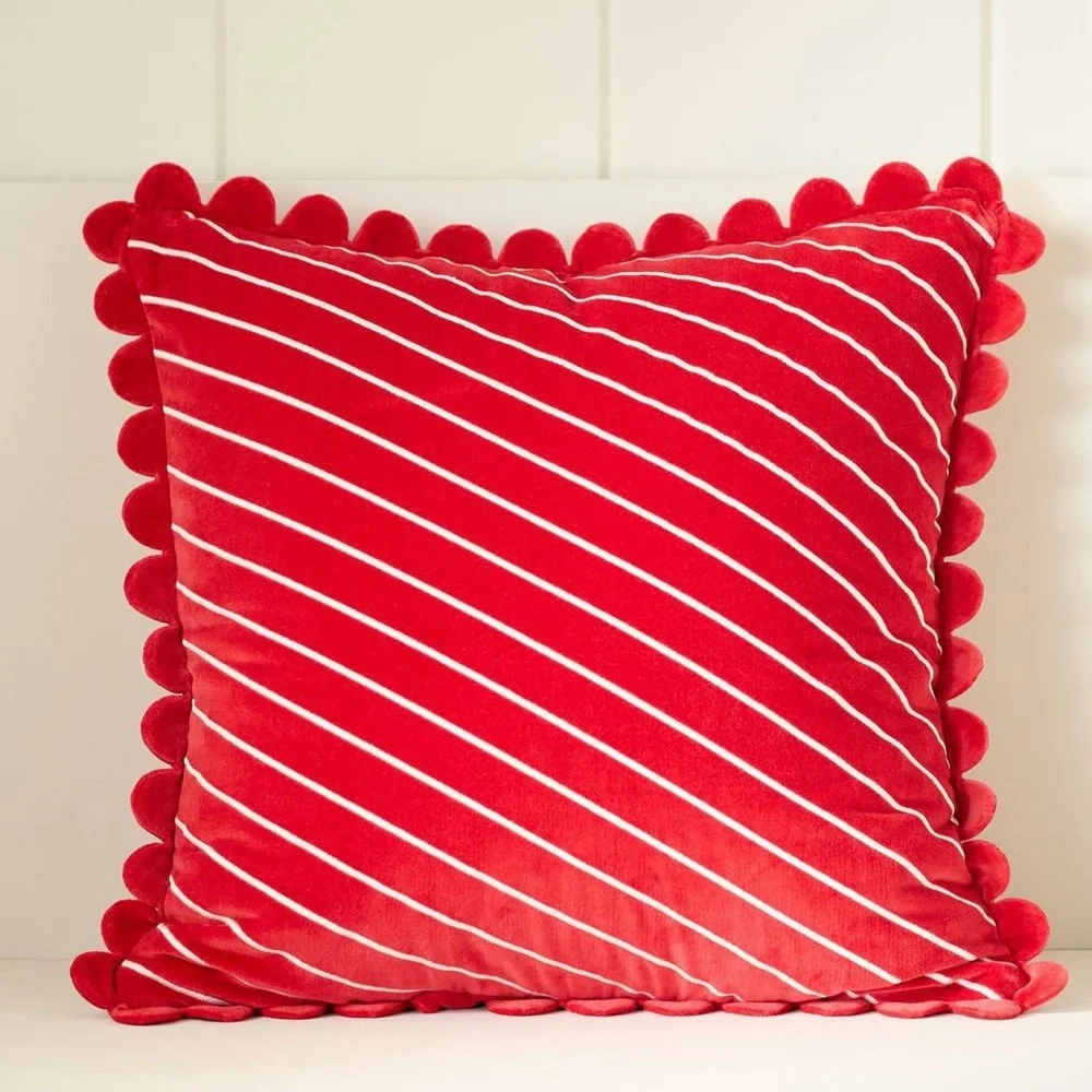 Anthropologie Cotton Velvet Striped Pillow